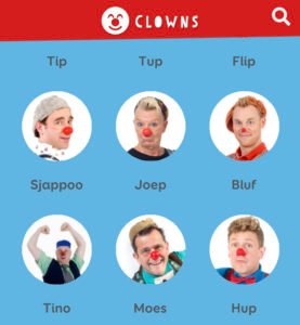 Portretfoto's van de Cliniclowns voor in de app