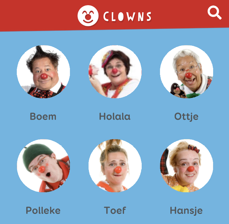 Portretfoto's van de Cliniclowns voor in de app