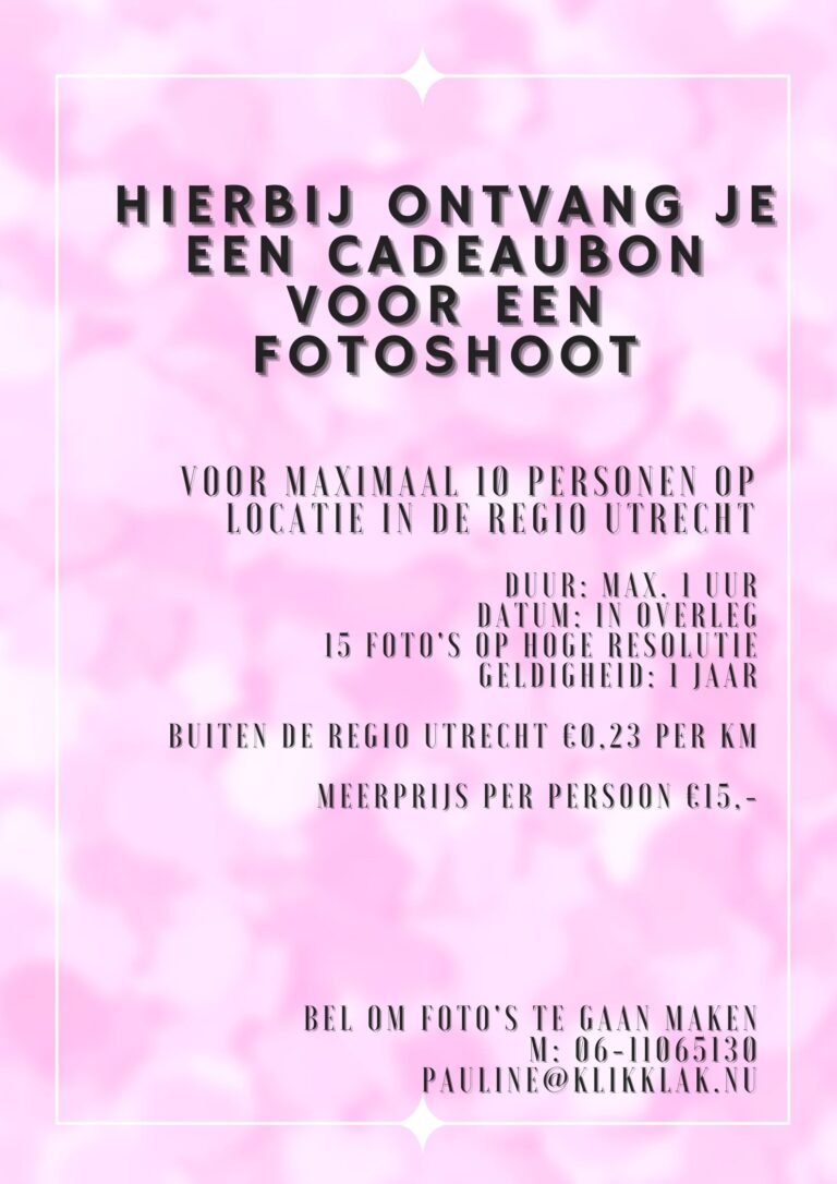 cadeaubon fotoshoot confetti roze