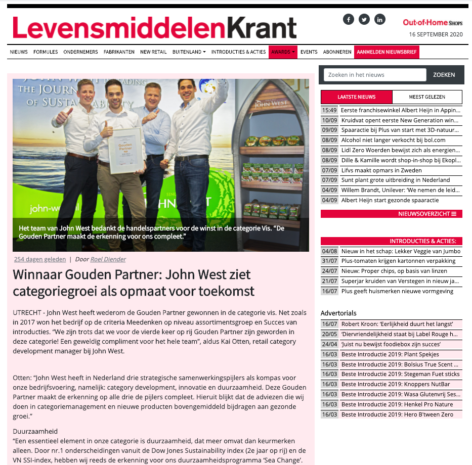 John West fotoreportage levensmiddelenkrant
