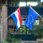 Nederlandse vlag en europesche vlag in Leidsche Rijn Utrecht